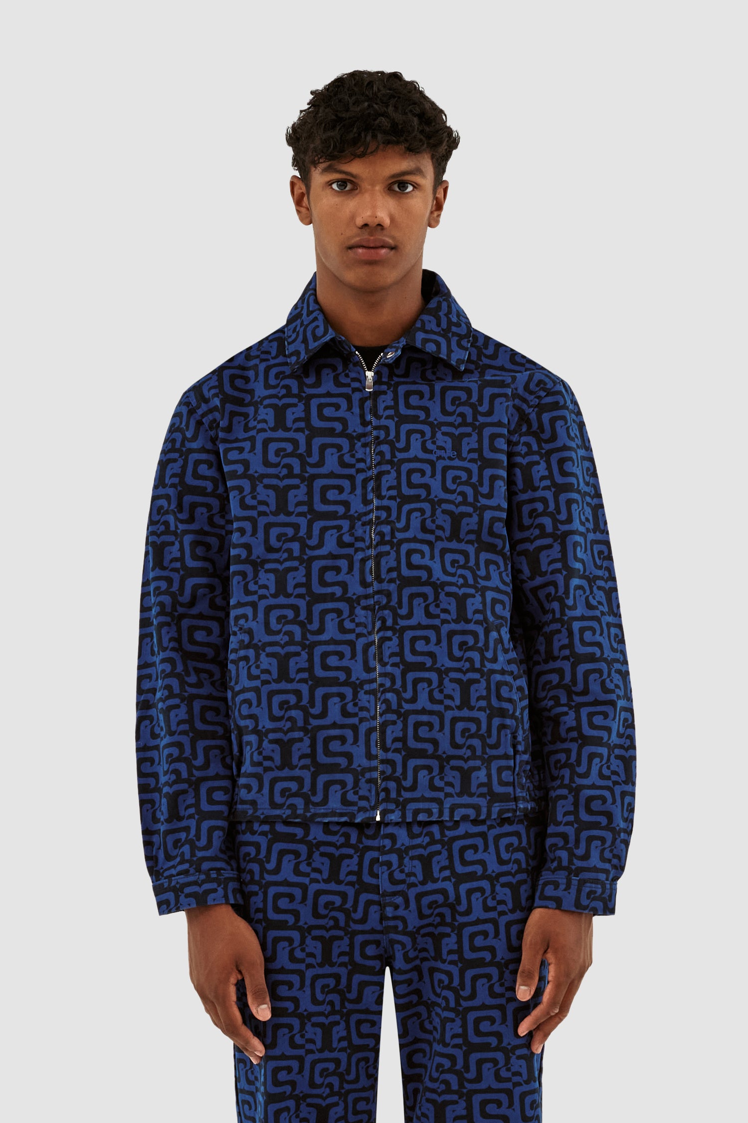Louis Vuitton  Blue Men Monogram Jacquard Fleece Zip Through Nuit